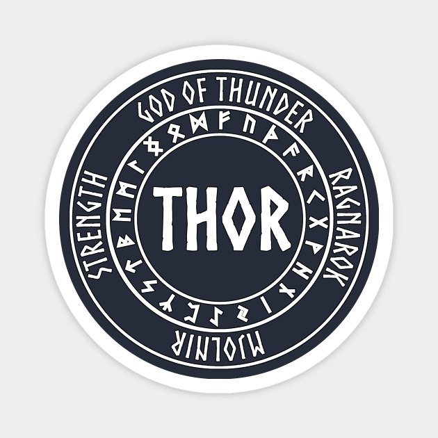 Thor Norse God with Runes God of Thunder Magnet by AgemaApparel